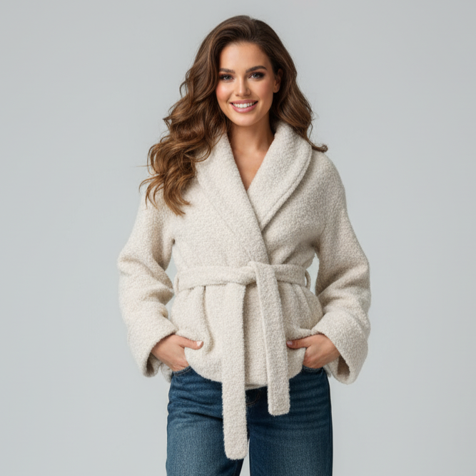 Cozy Knit Short Wrap Coat