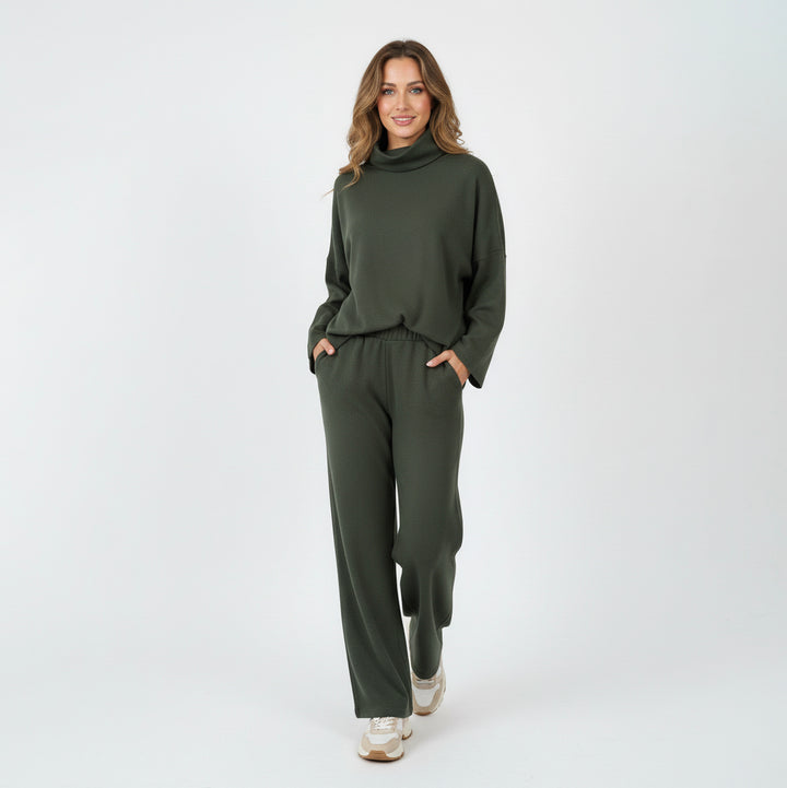 Ribbed Crew Neck Top Set