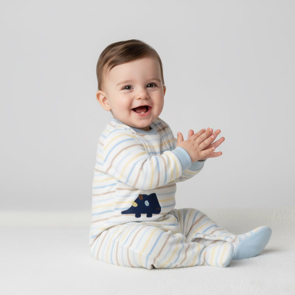 Striped Dino & Hippo Footed Sleeper