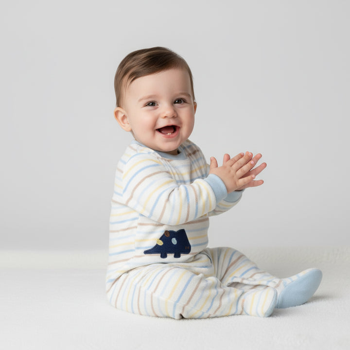 Striped Dino & Hippo Footed Sleeper