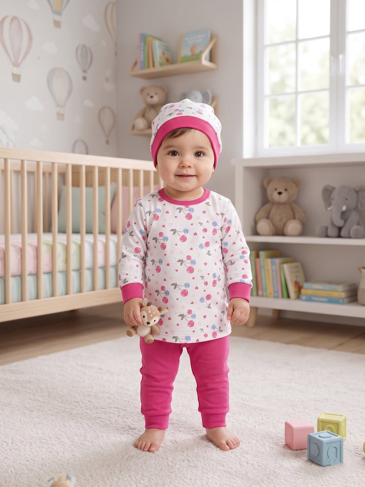 Sweet Cherry & Hearts Baby Pajama Set
