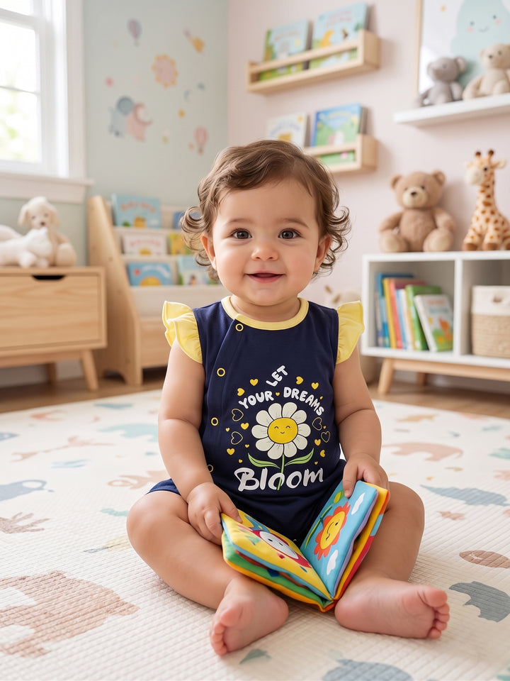 "Let Your Dreams Bloom" Flutter Sleeves Romper