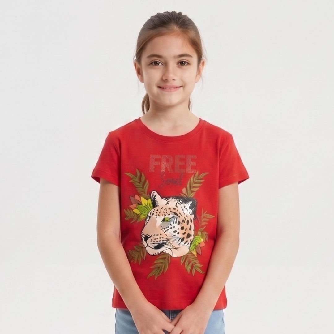Girls' Tropical Leopard Print T-Shirt