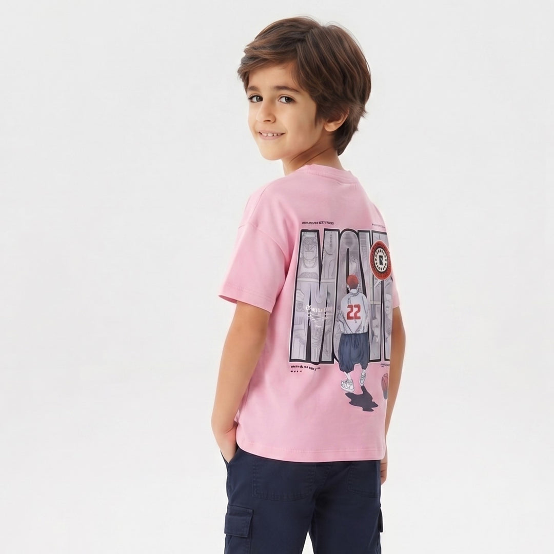 Boys' "MOVE" Anime Graphic Oversized Tee