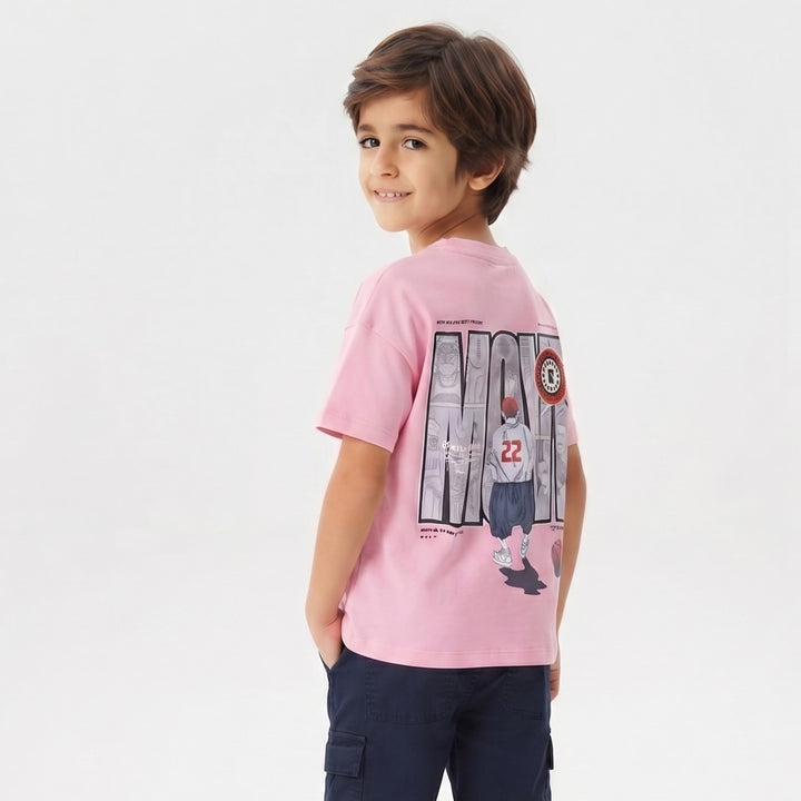 Boys' "MOVE" Anime Graphic Oversized Tee