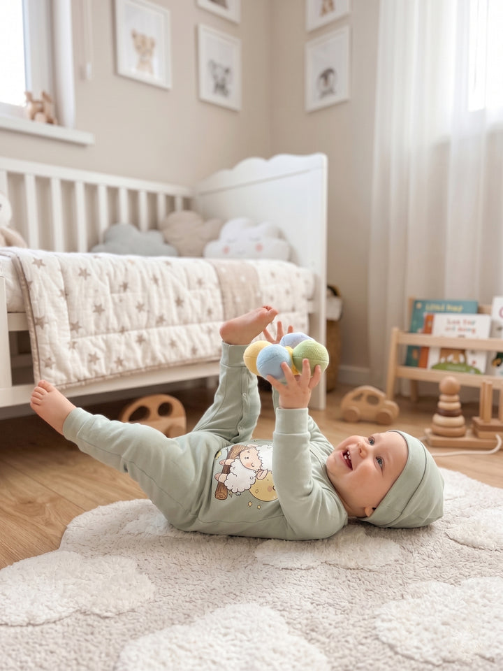 Sweet Dreams Mint Lamb Romper & Beanie Set