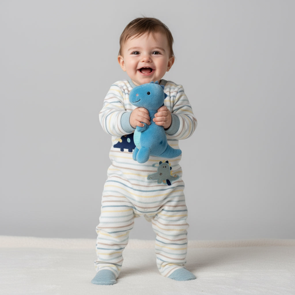 Striped Dino & Hippo Footed Sleeper