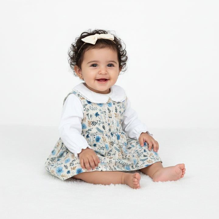 Floral Pinafore & Peter Pan Bodysuit Set