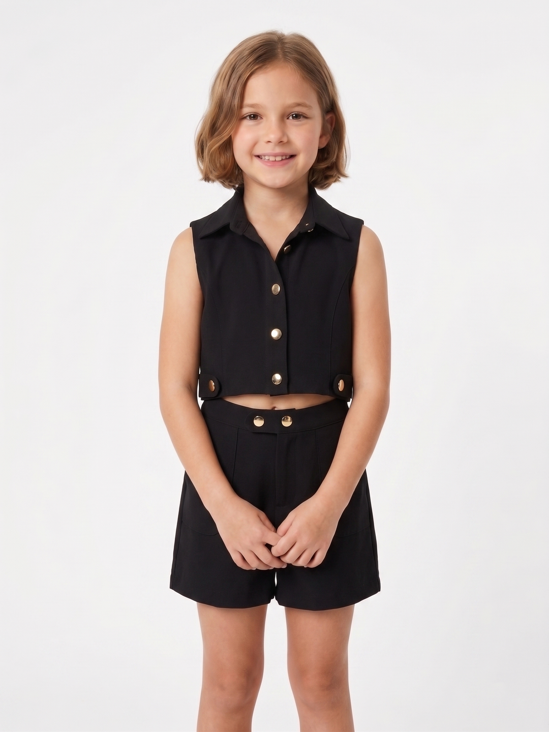 Kids' Chic Cropped Vest and Shorts Set