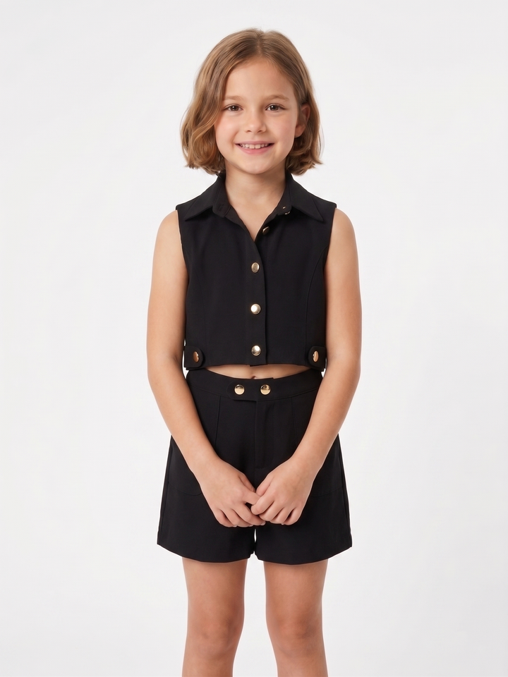 Kids' Chic Cropped Vest and Shorts Set