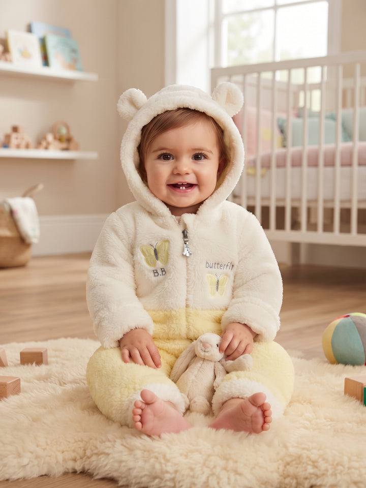 Butterfly Plush Fleece Hooded Onesie
