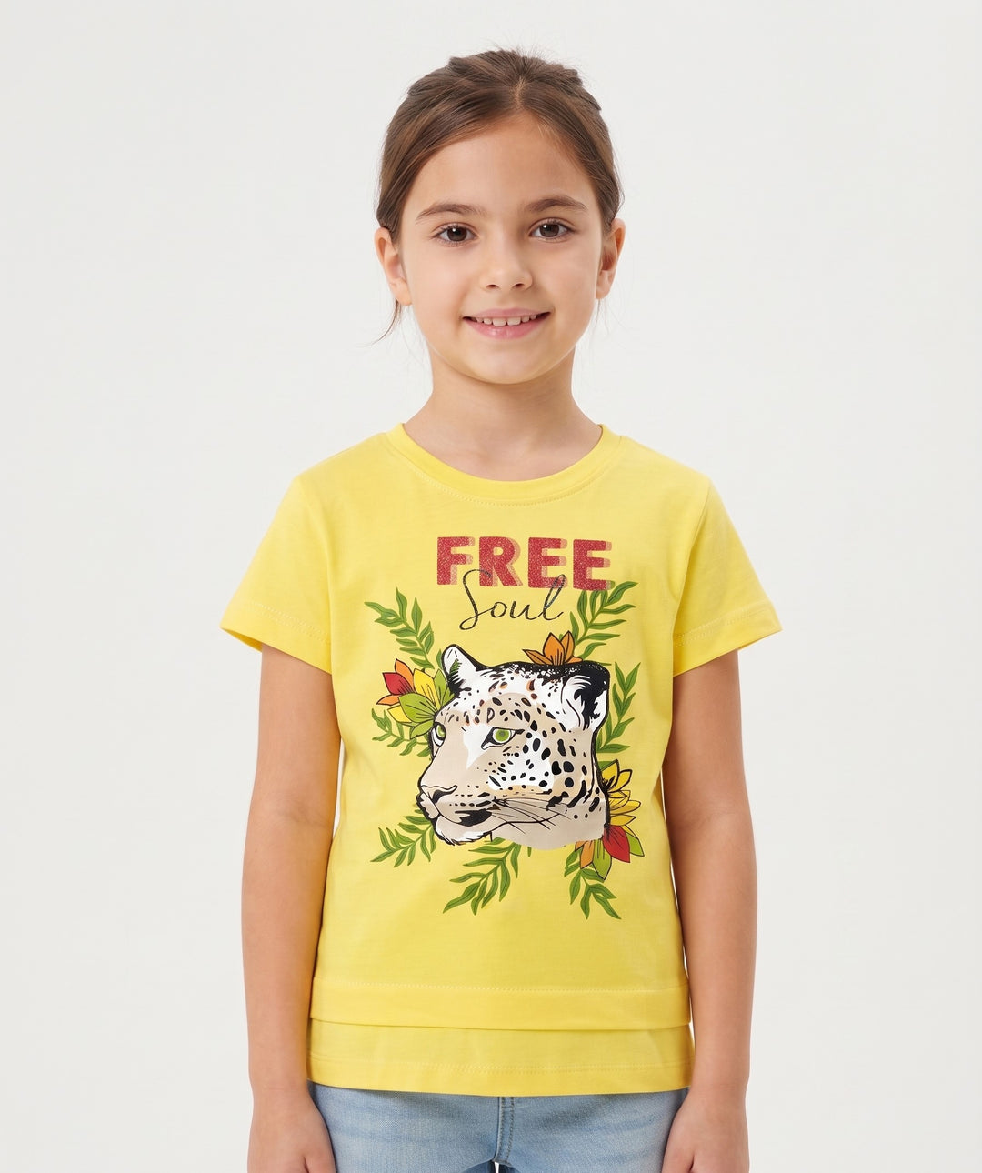 Girls' Tropical Leopard Print T-Shirt