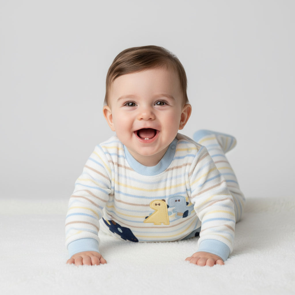 Striped Dino & Hippo Footed Sleeper