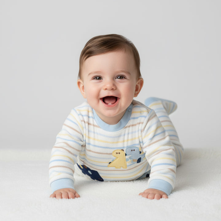 Striped Dino & Hippo Footed Sleeper