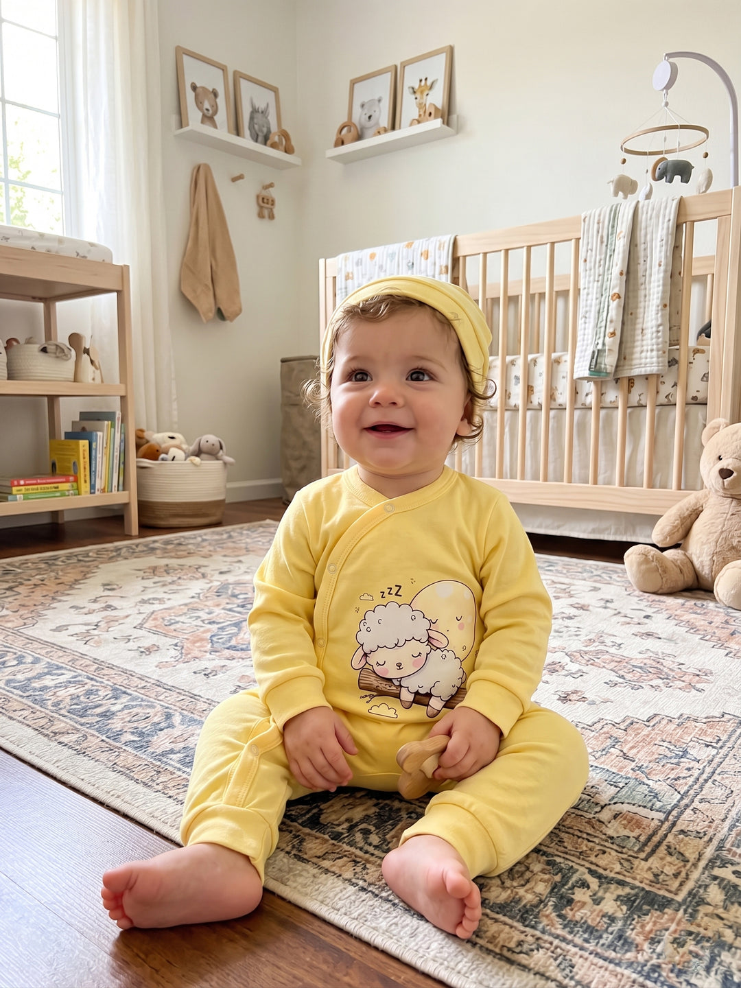 Sunshine Little Lamb Jumpsuit & Beanie Set