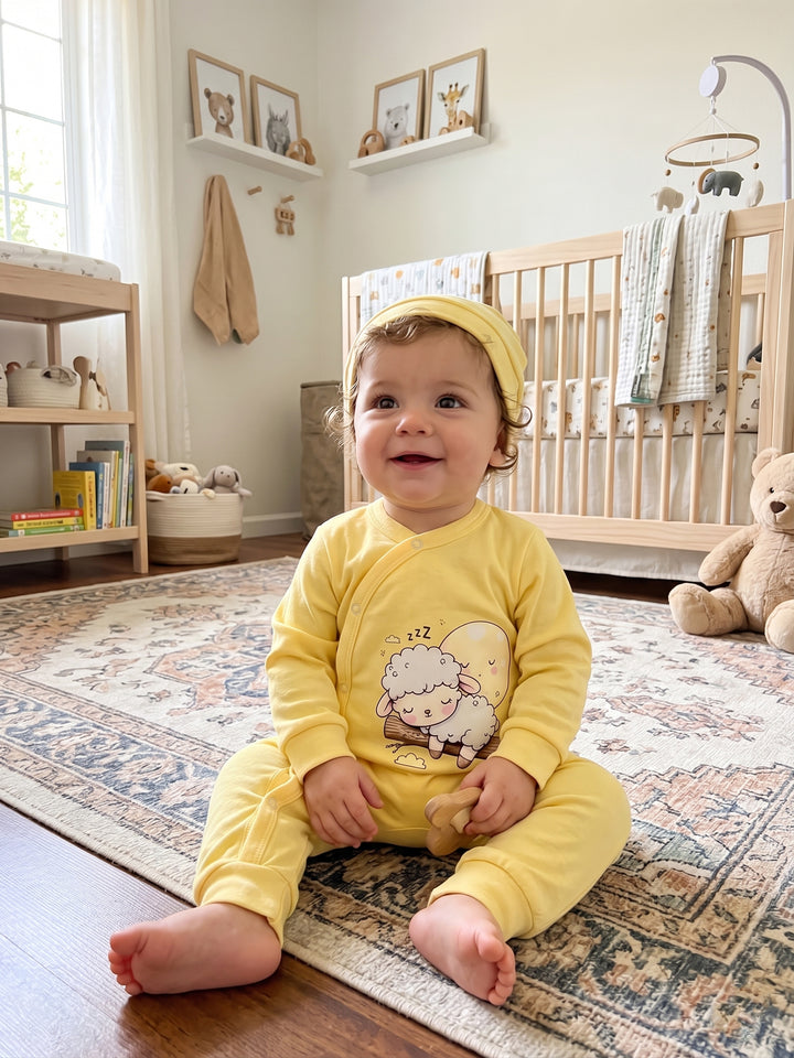 Sunshine Little Lamb Jumpsuit & Beanie Set