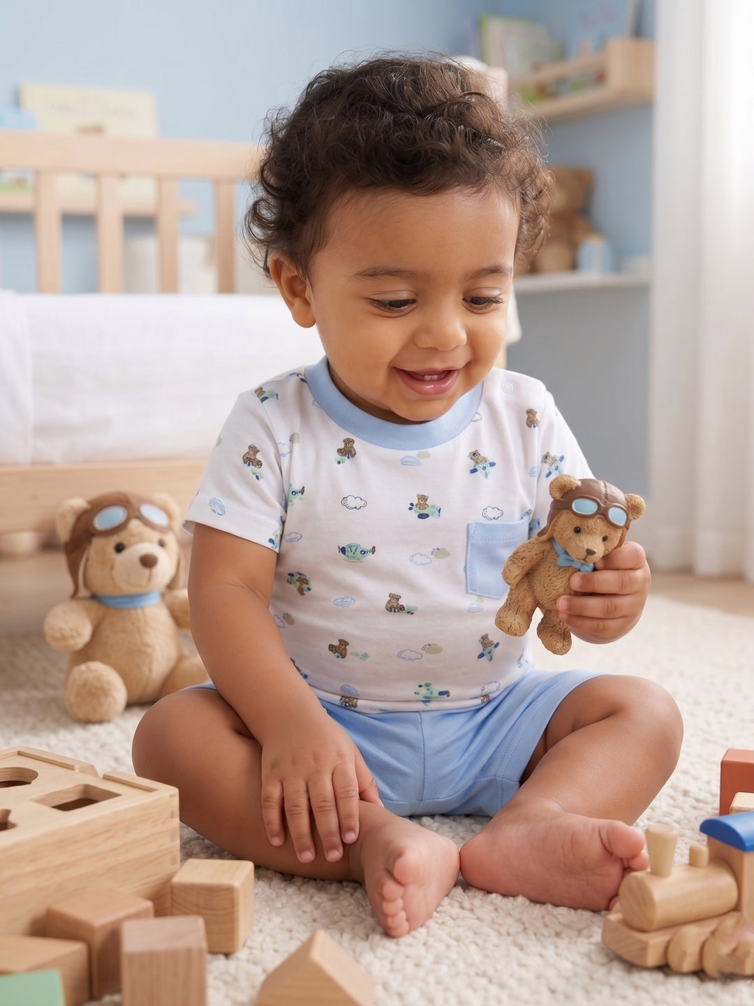 Pilot Teddy Printed Tee & Shorts Set