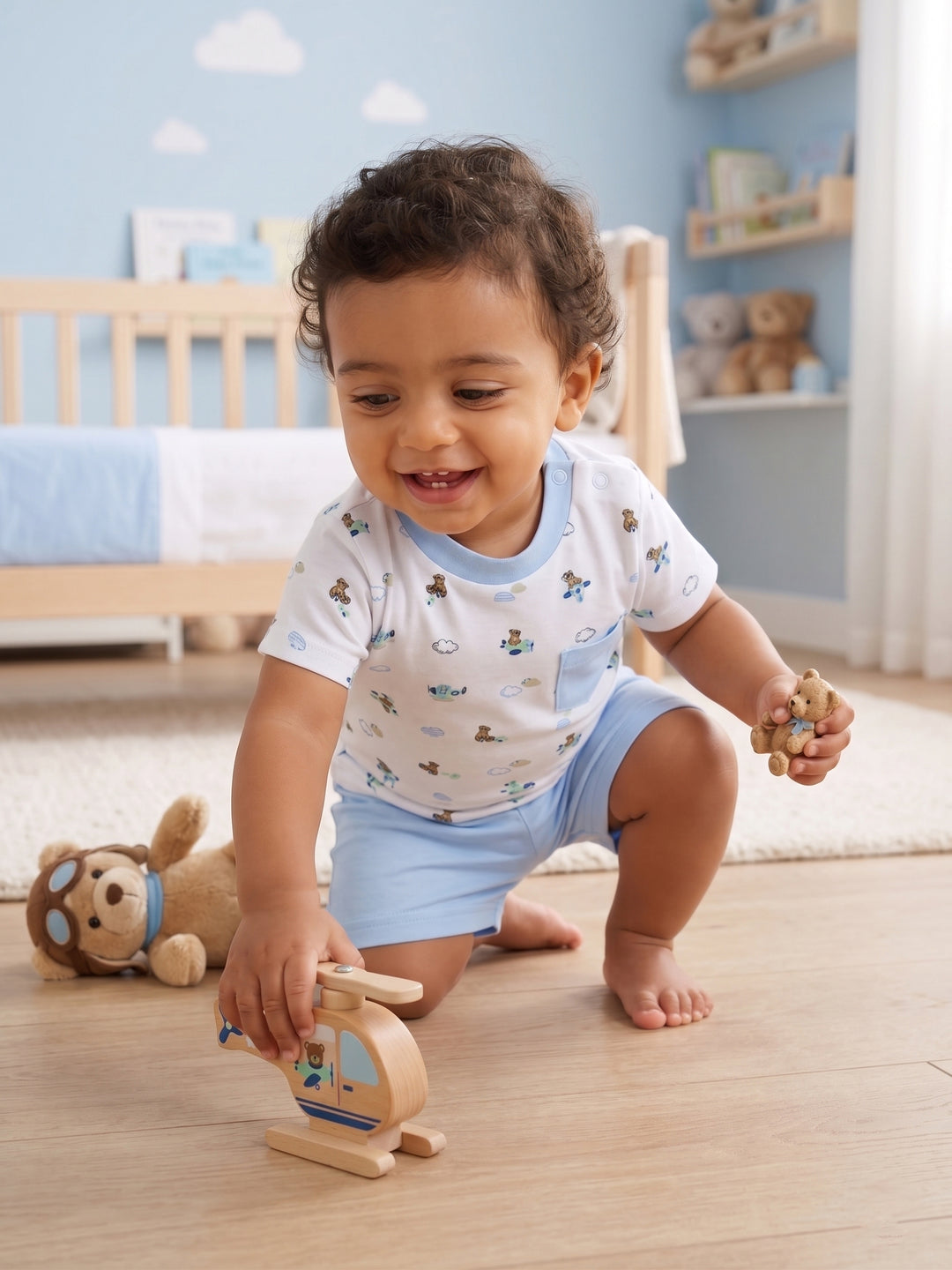 Pilot Teddy Printed Tee & Shorts Set