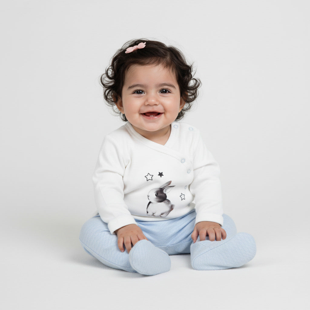 Rabbit  Wrap Top and Footed Pants Set