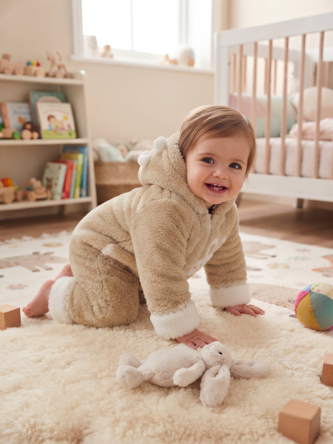 Sweet Bunny Fuzzy Zip-Up Baby Snowsuit