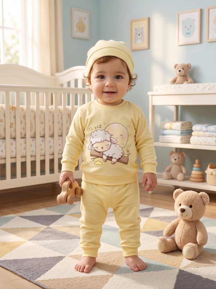 Sleeping Lamb Pastel Yellow Pajama Set