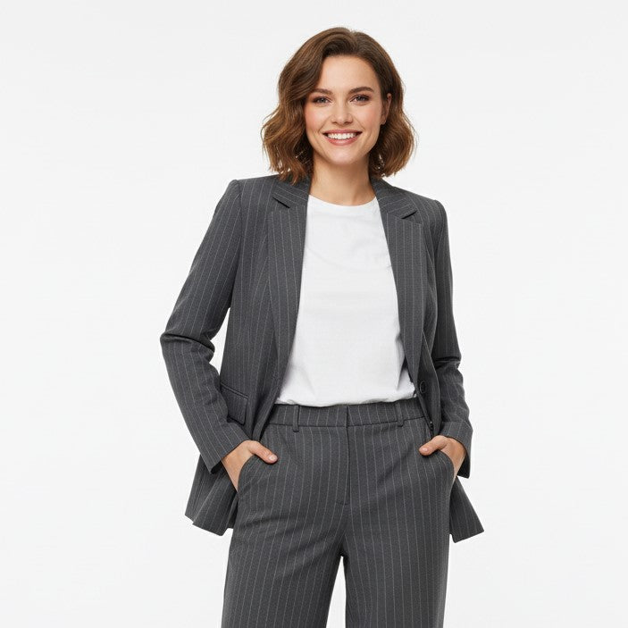 The Classic Pinstripe Tailored Blazer