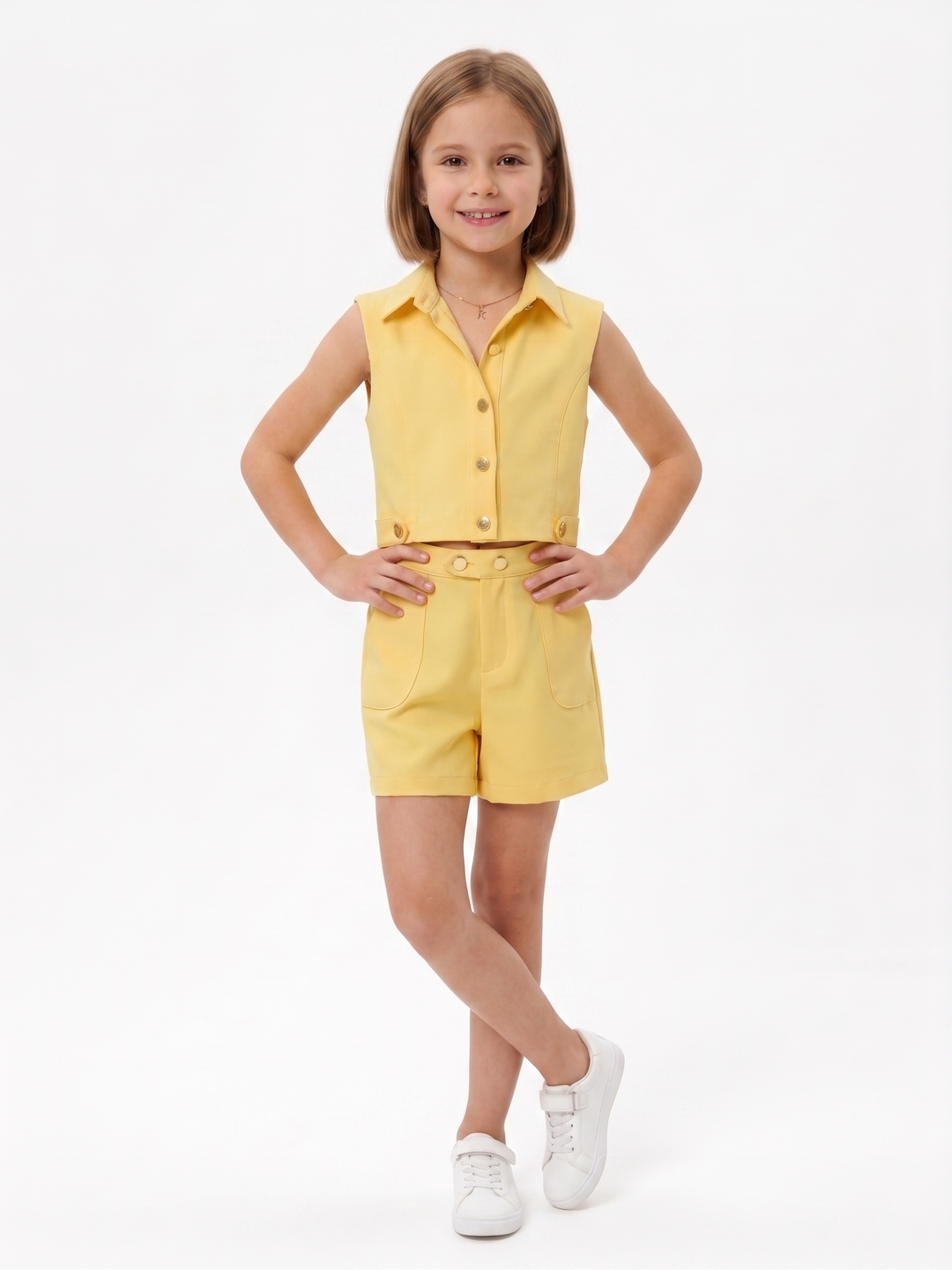 Kids' Chic Cropped Vest and Shorts Set