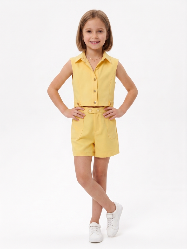 Kids' Chic Cropped Vest and Shorts Set