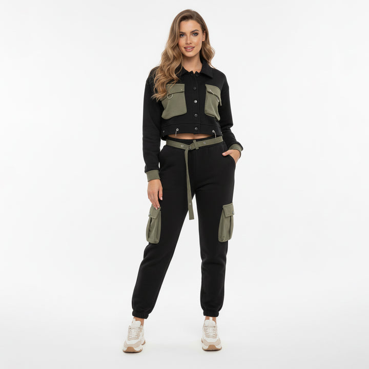 Cropped Cargo Tracksuit Set
