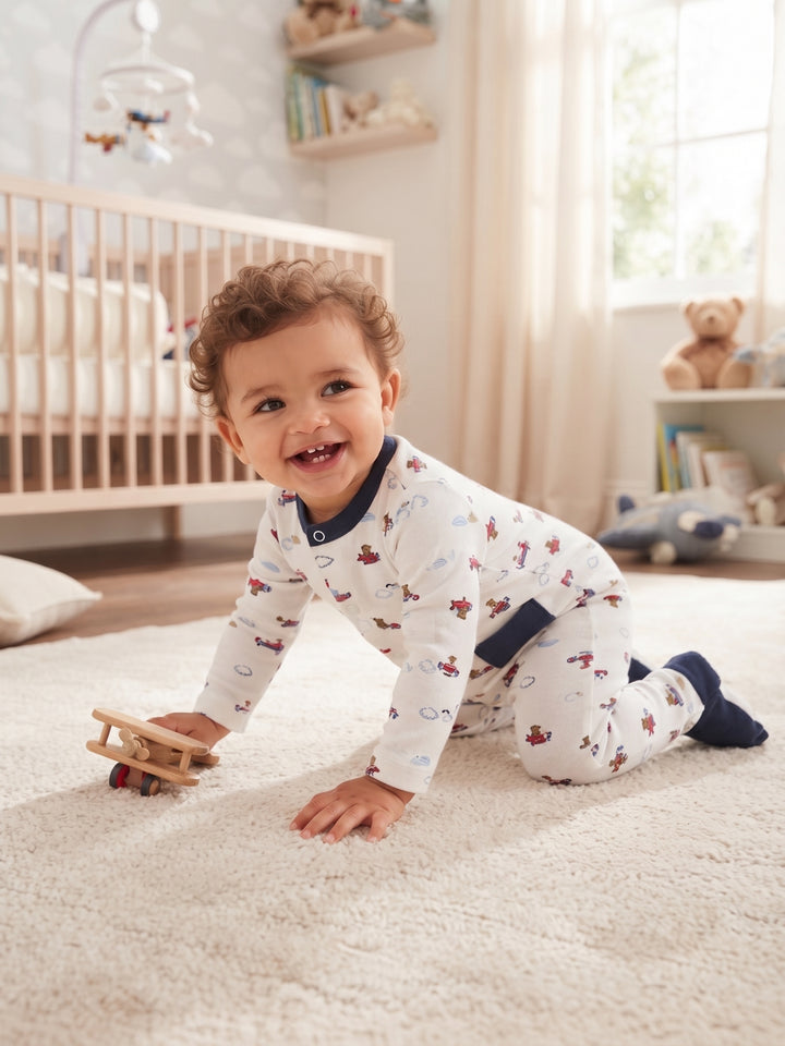Baby Boy Vintage Airplane Footed Sleep & Play Sleeper
