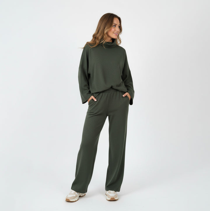 Ribbed Crew Neck Top Set