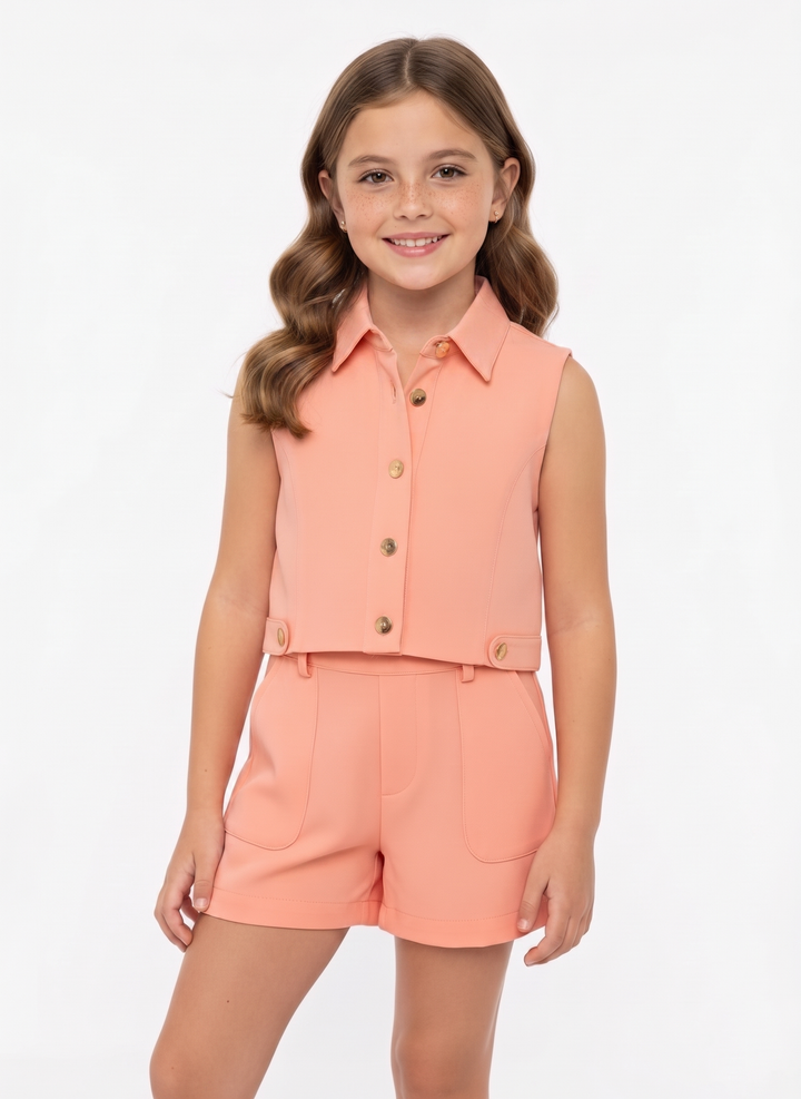 Kids' Chic Cropped Vest and Shorts Set