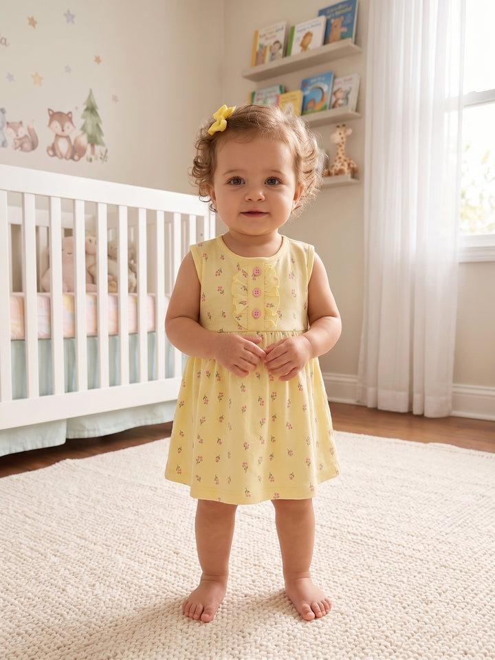 Ditsy Floral Sleeveless Flounce Dress