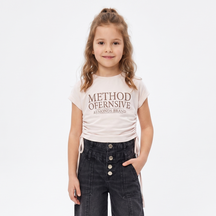 "Method Offensive" Ruched Side Cropped Tee