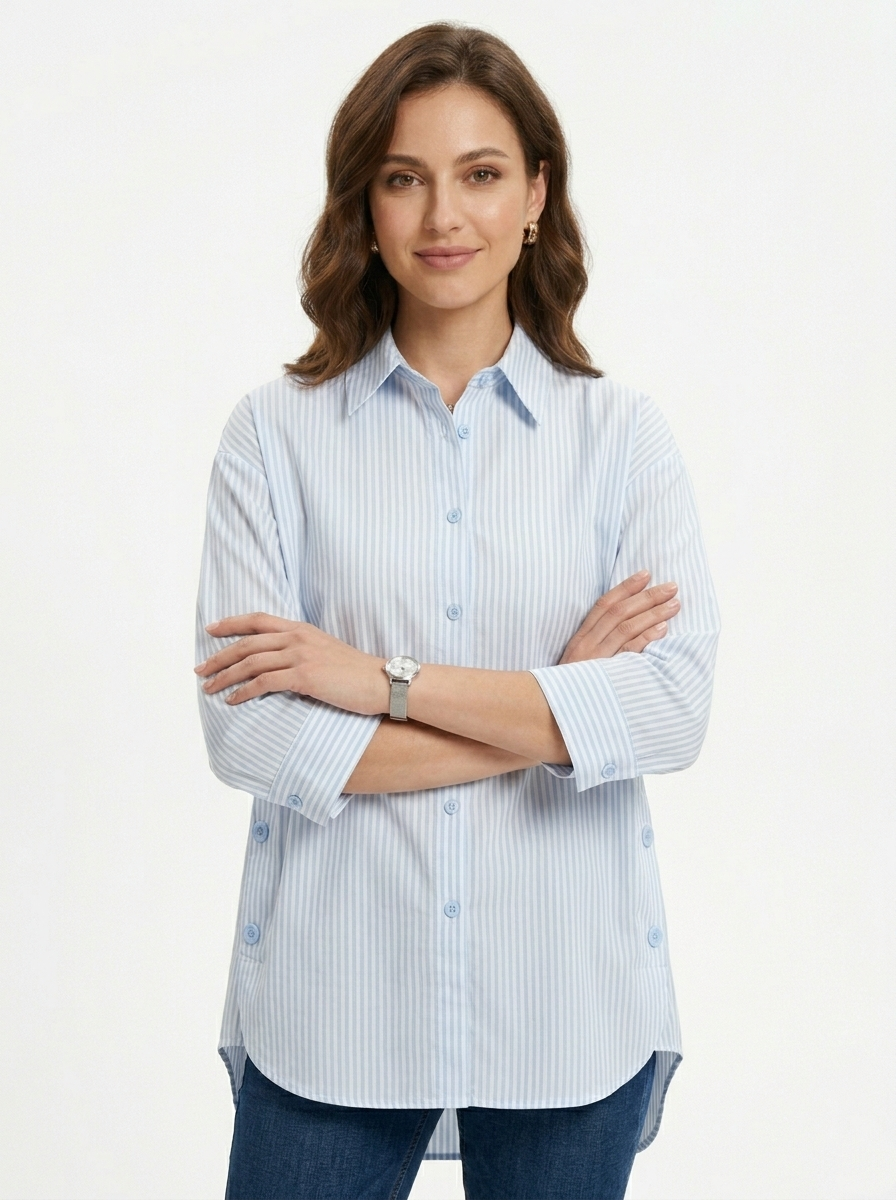 Azure Breeze Striped Shirt