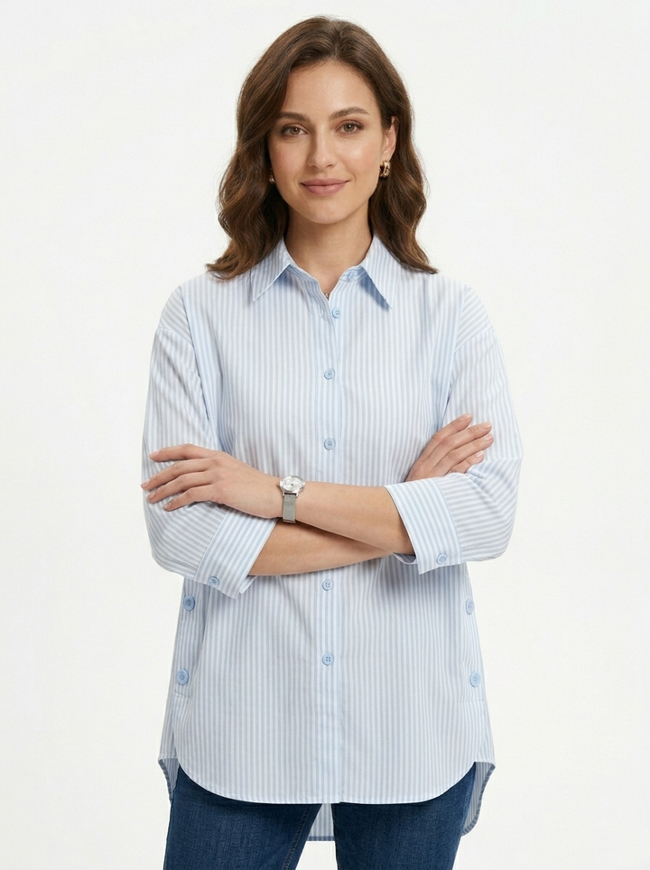 Azure Breeze Striped Shirt