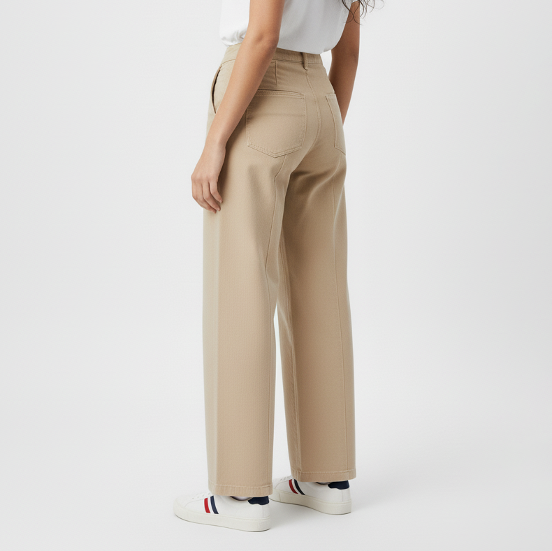High-Waisted Wide Leg Seam Detail Trousers