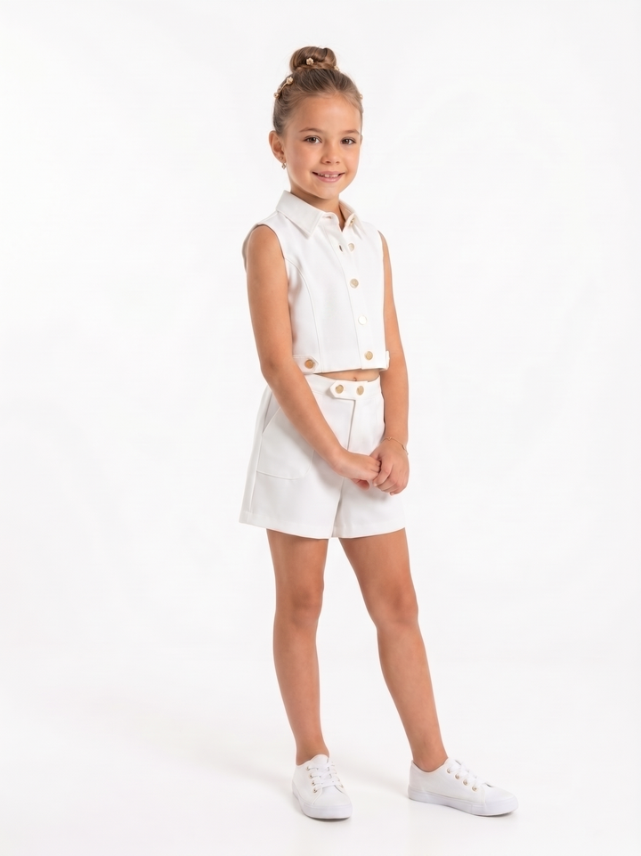 Kids' Chic Cropped Vest and Shorts Set