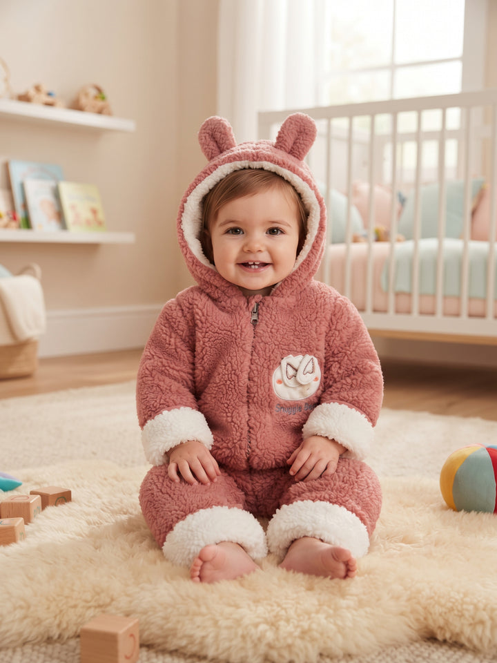 Sweet Bunny Fuzzy Zip-Up Baby Snowsuit