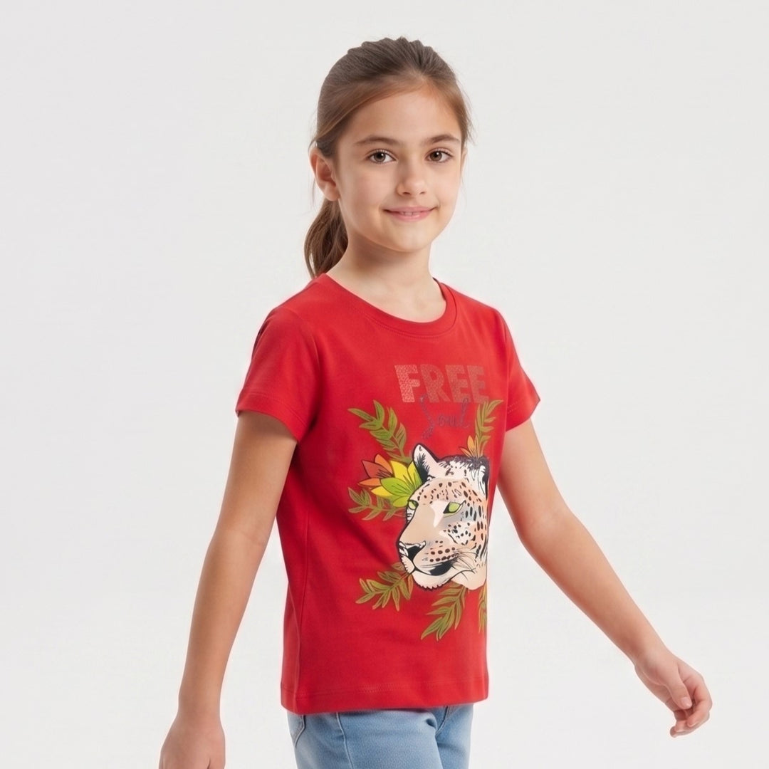 Girls' Tropical Leopard Print T-Shirt