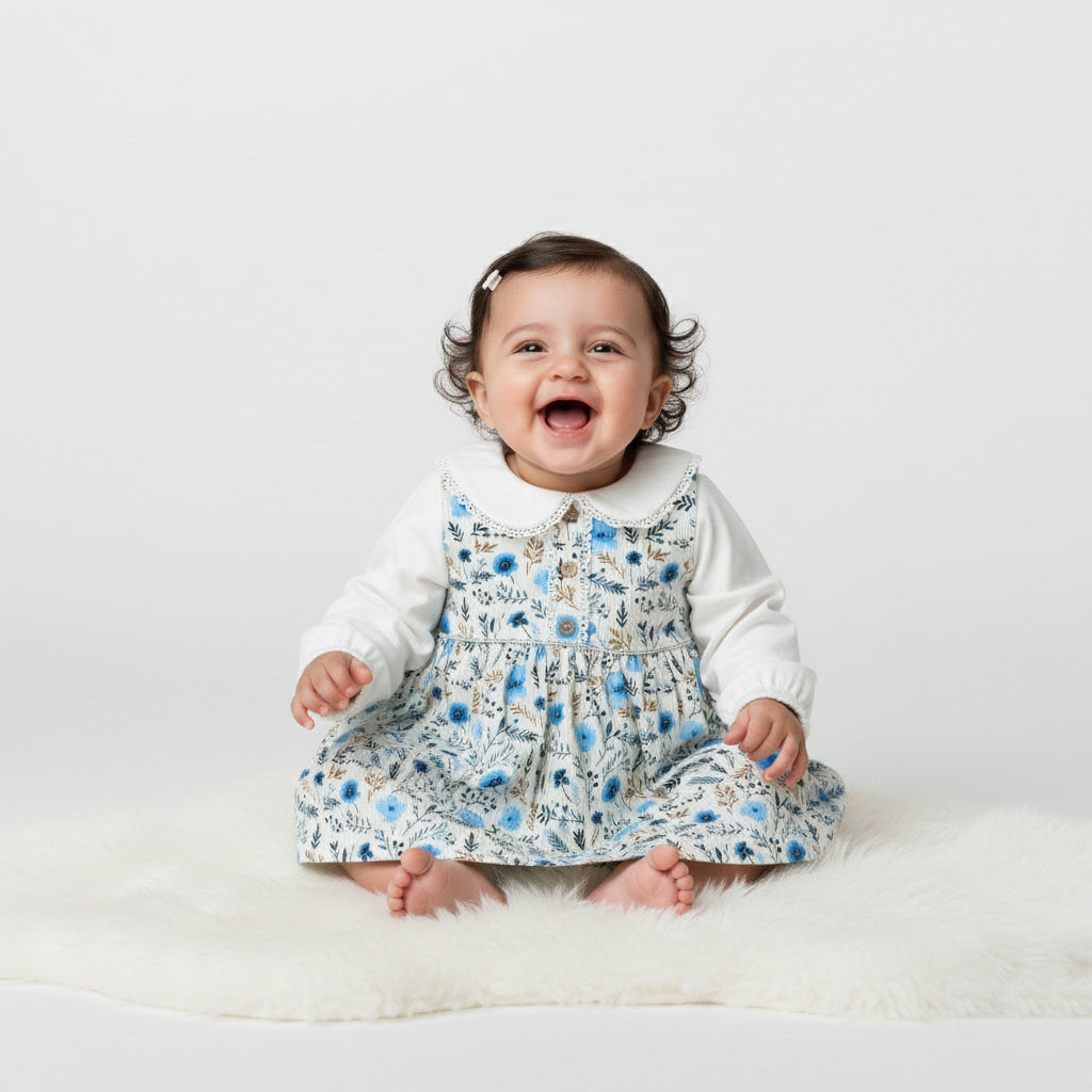 Floral Pinafore & Peter Pan Bodysuit Set