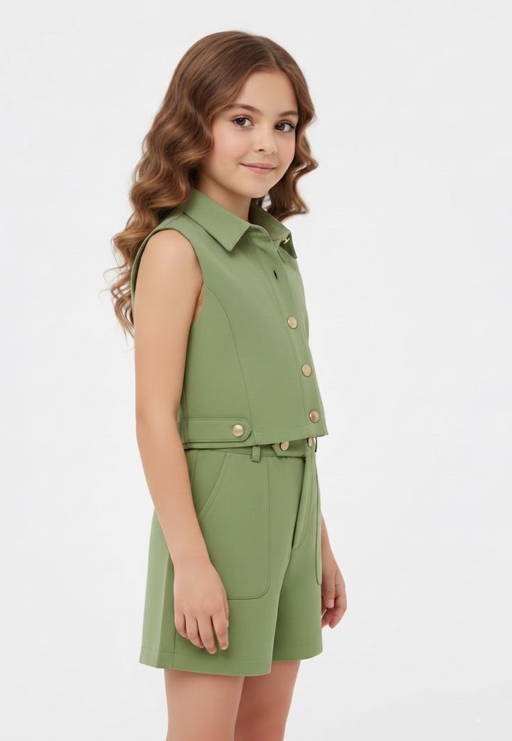 Kids' Chic Cropped Vest and Shorts Set