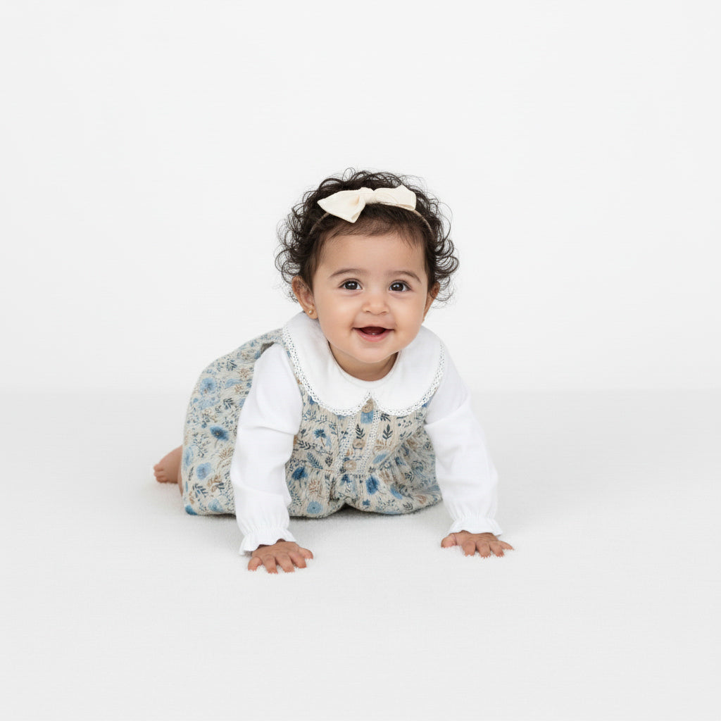 Floral Pinafore & Peter Pan Bodysuit Set