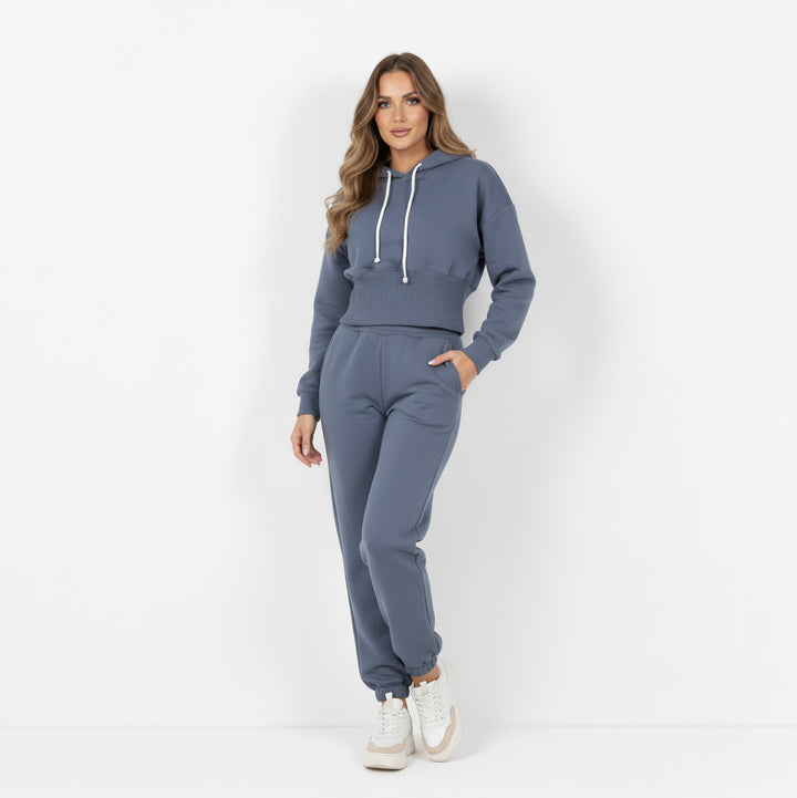 Cropped Hoodie and Jogger Tracksuit Set
