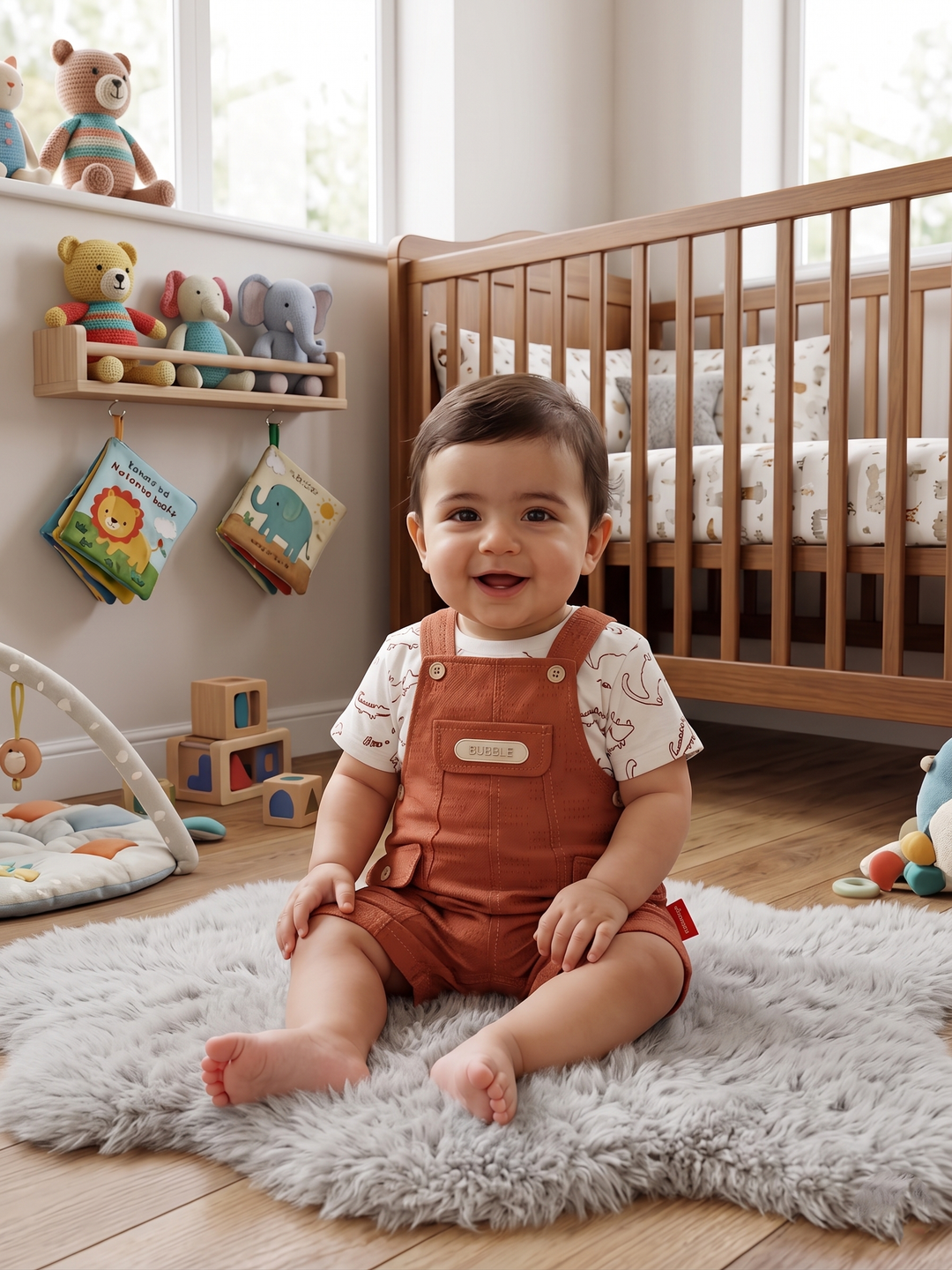 Product Name: Casual Cargo Overalls & Patterned Tee Set