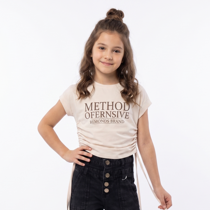 "Method Offensive" Ruched Side Cropped Tee