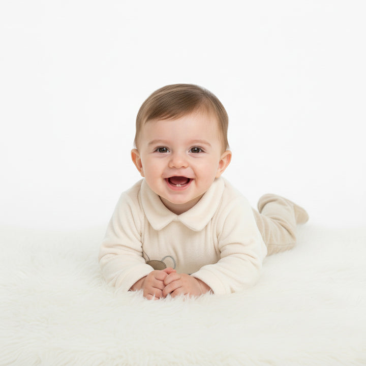 Train & Trees Collar Top with Footed Pants Set