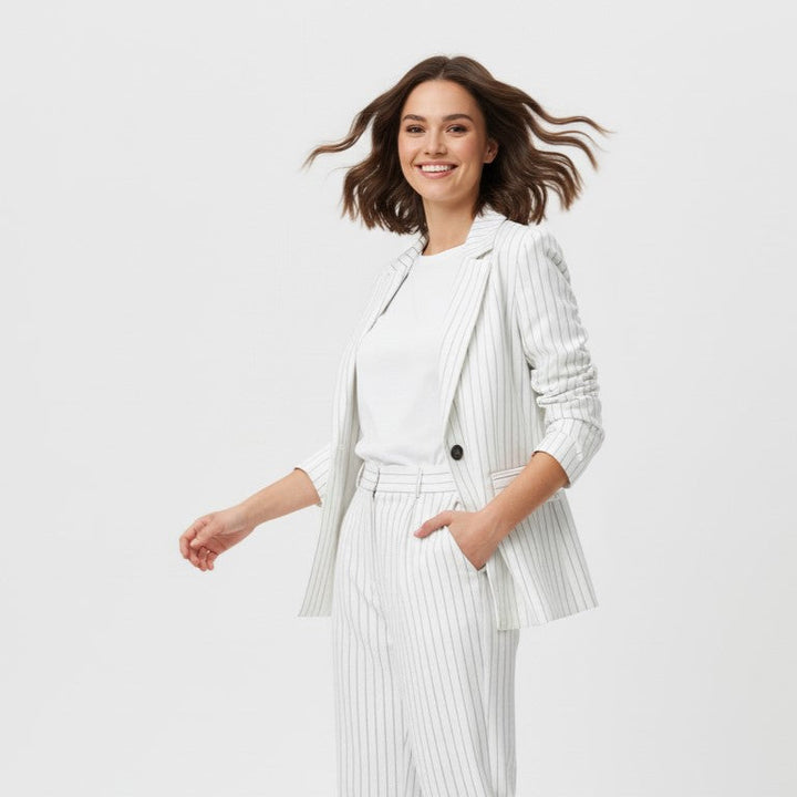 The Classic Pinstripe Tailored Blazer