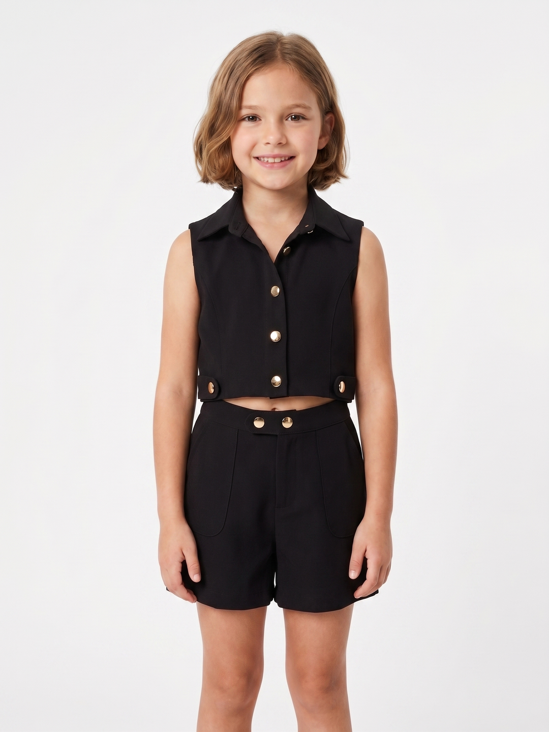 Kids' Chic Cropped Vest and Shorts Set