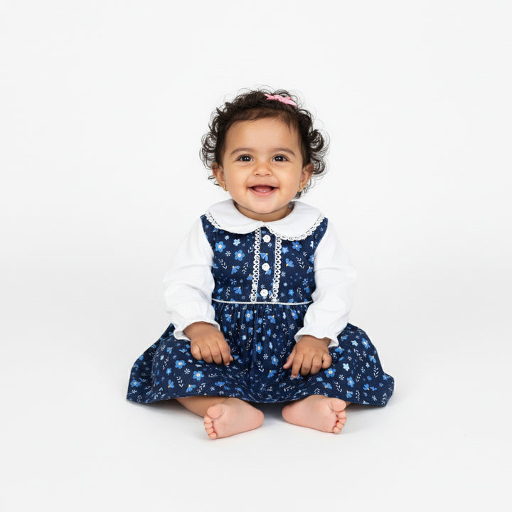 Floral Pinafore & Peter Pan Bodysuit Set